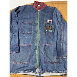 Vintage 90s Cross Colours K-9 Club Denim Chore Jacket Size 2